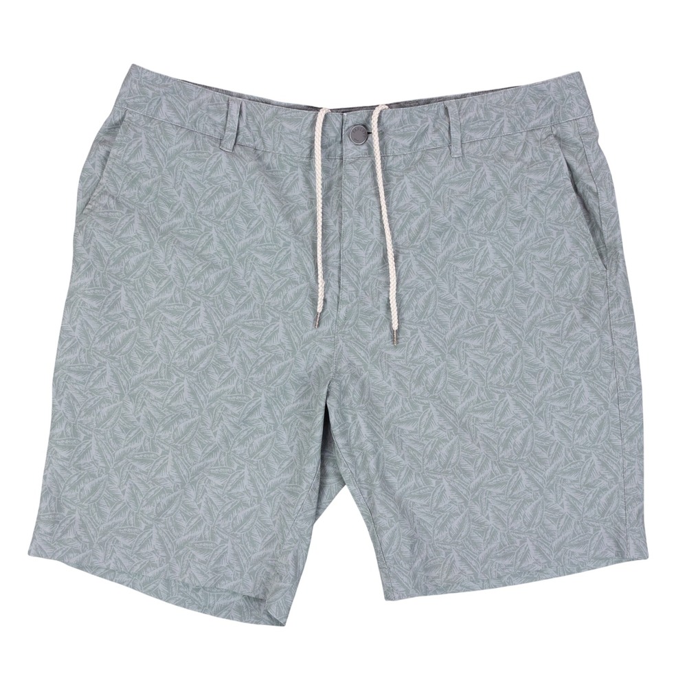 Faherty All Day Shorts Mens 35 Sage Green Leaf Print Stretch Hybrid MSC0012